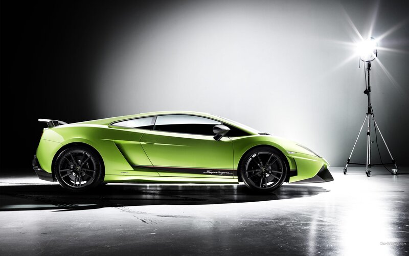 green lamborghini in studio