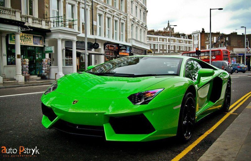 green lamborghini on city street