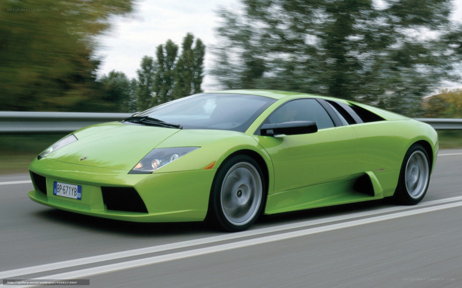 green lamborghini on highway