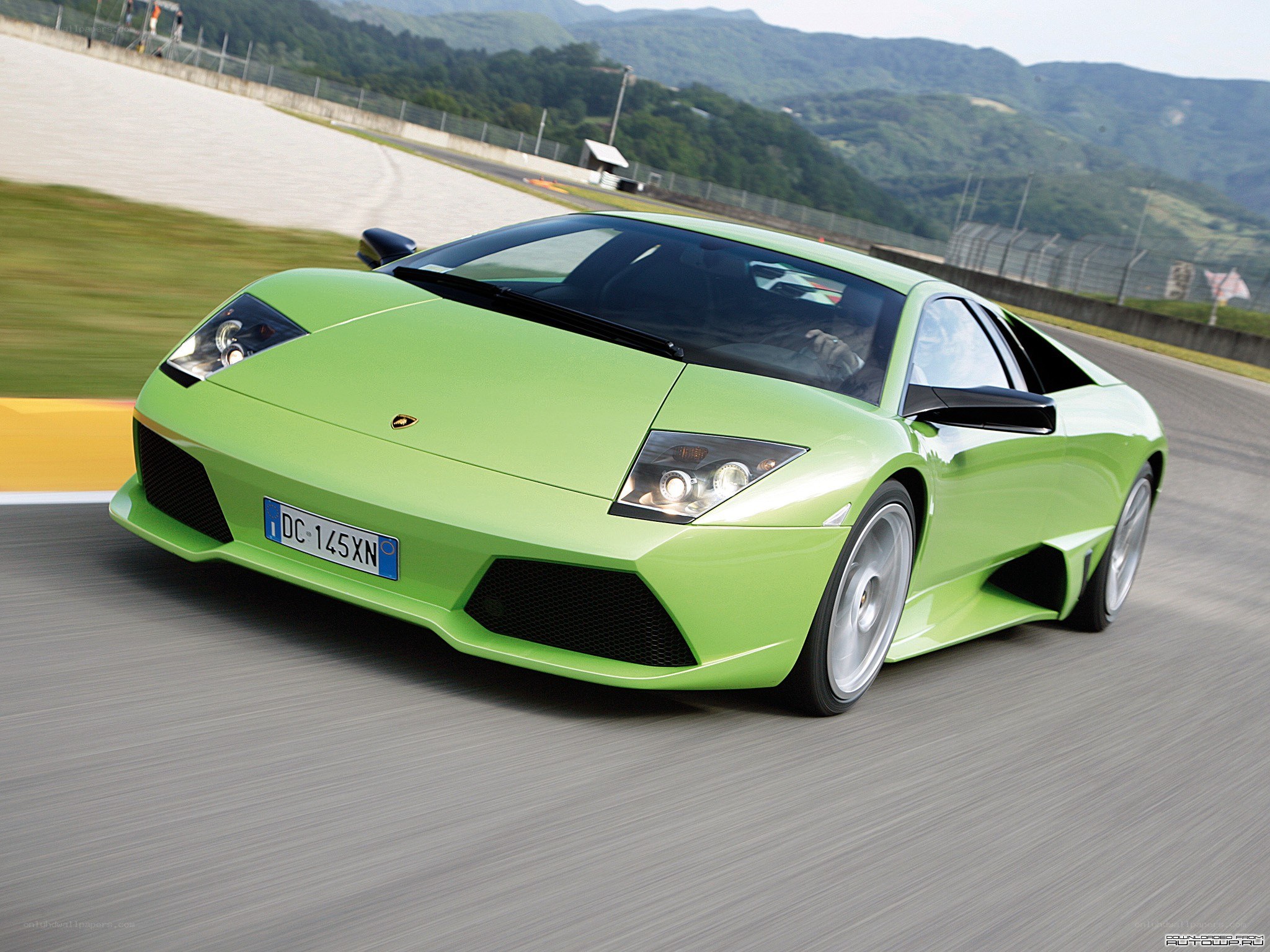 green lamborghini on racetrack