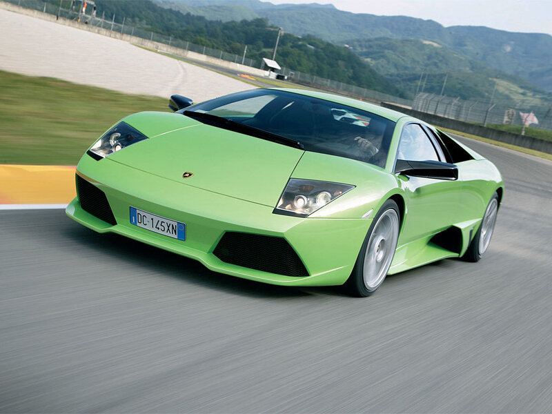 green lamborghini on racetrack