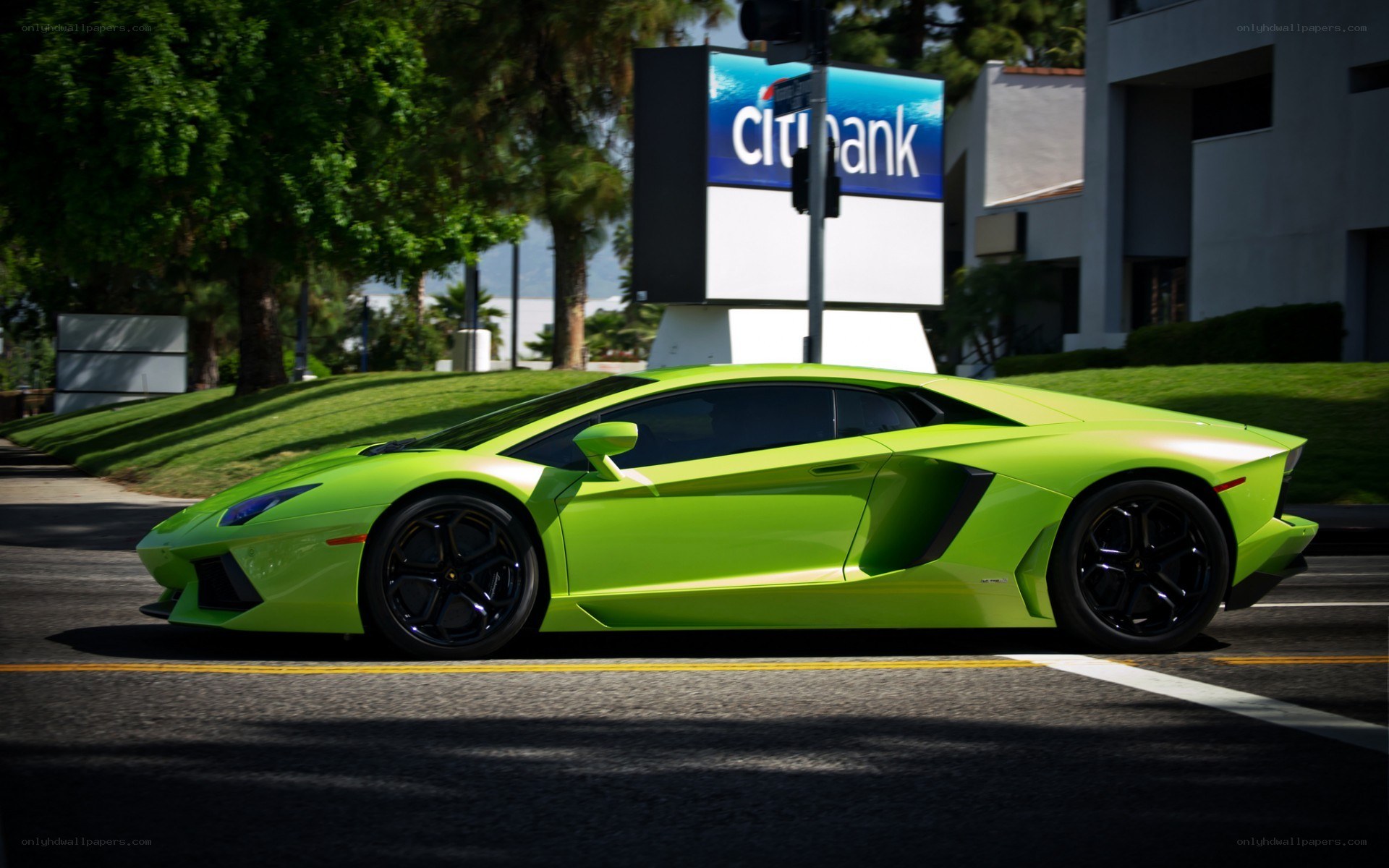 green lamborghini on street