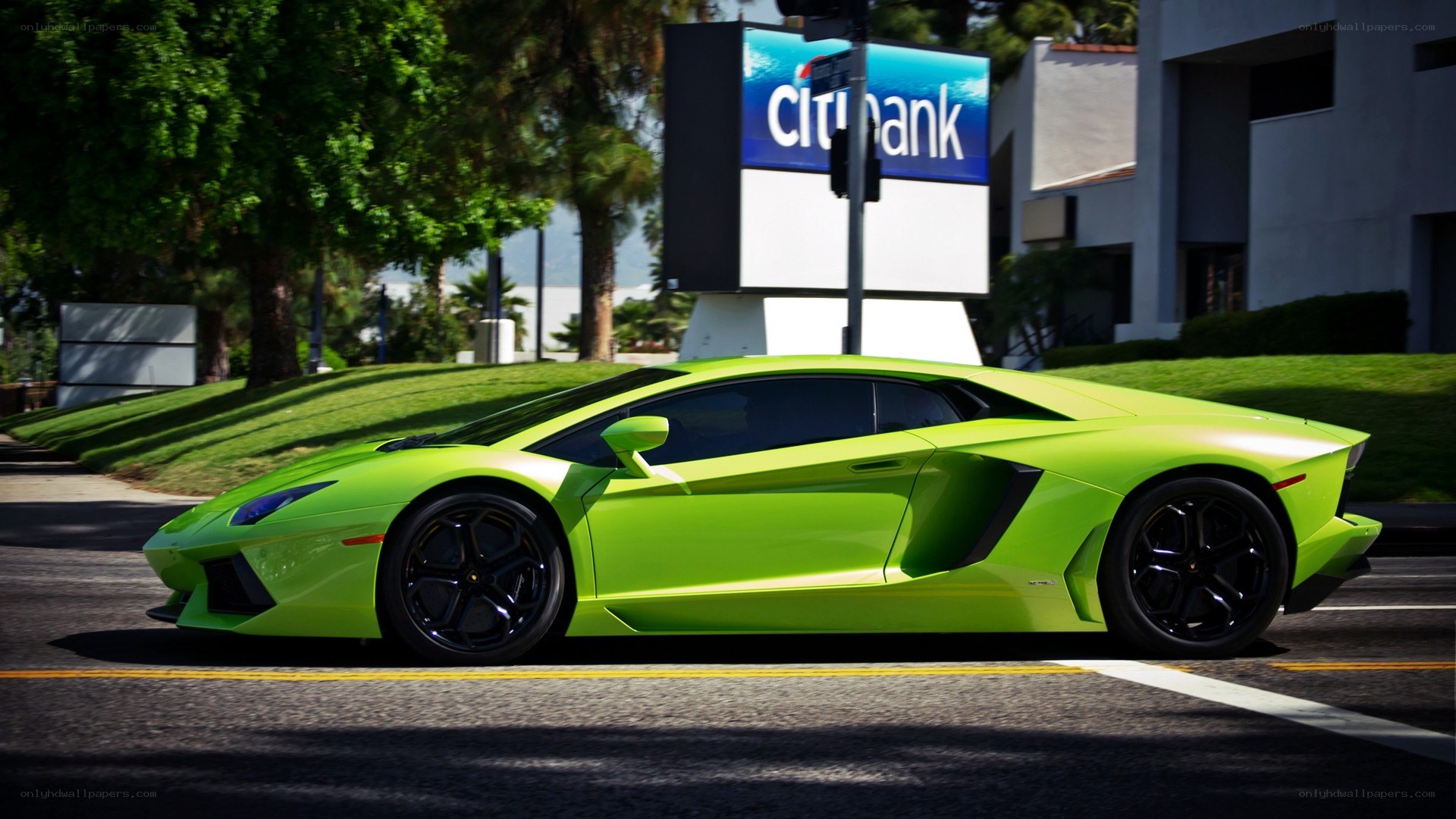 green lamborghini on street
