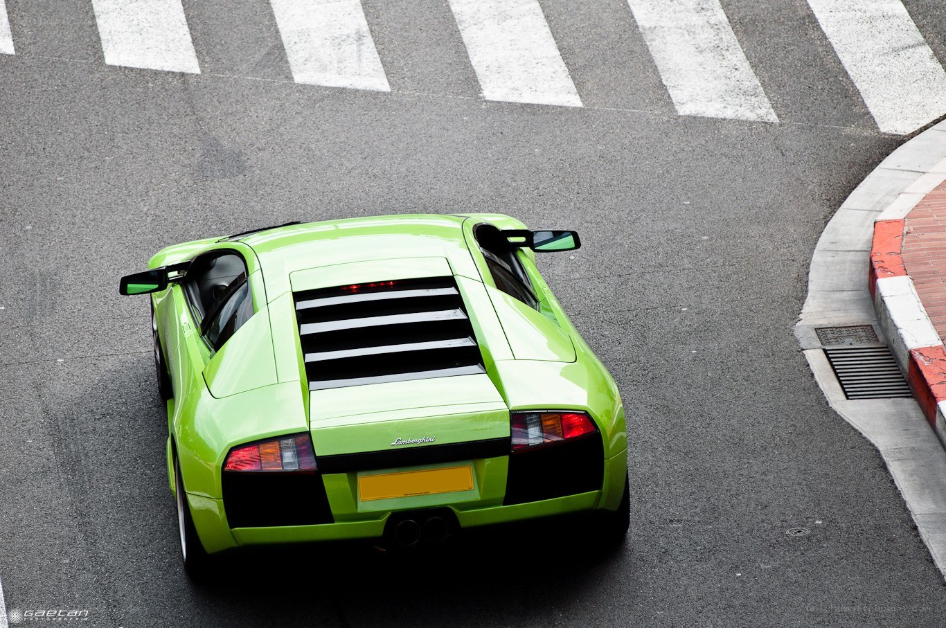 green lamborghini on street