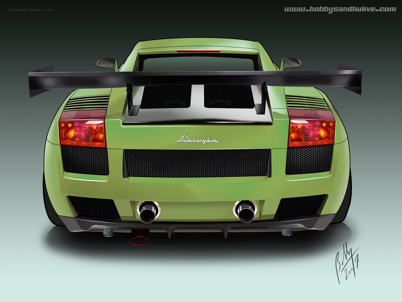 green lamborghini rear view