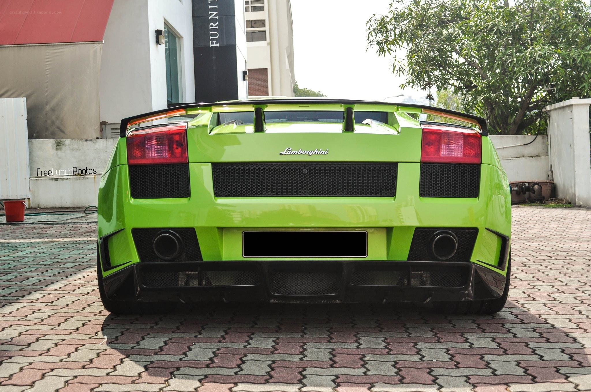 green lamborghini rear view