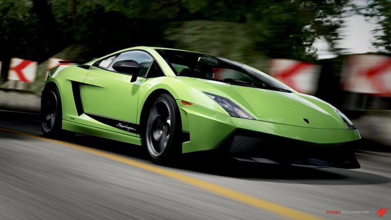 green lamborghini speeding on track
