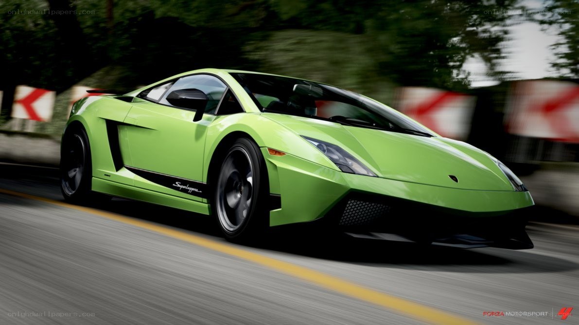 green lamborghini speeding on track