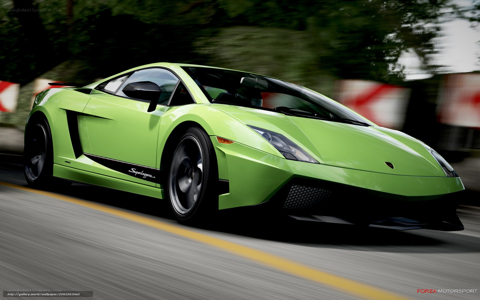 green lamborghini speeding