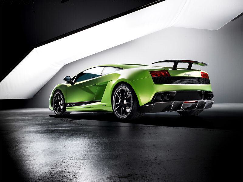 Green Lamborghini sports car