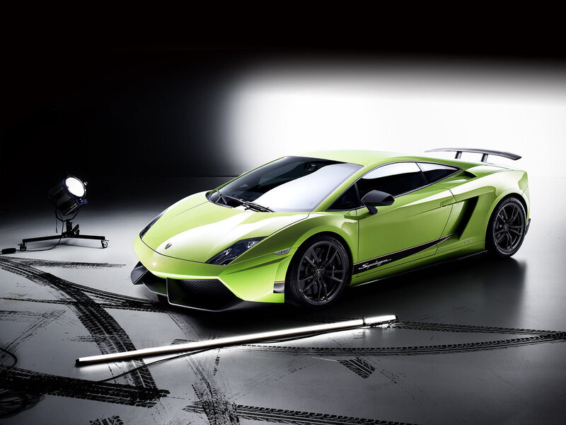 Green Lamborghini sports car