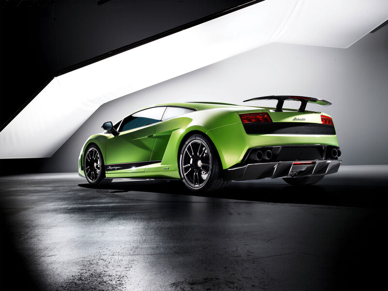 Green Lamborghini sports car