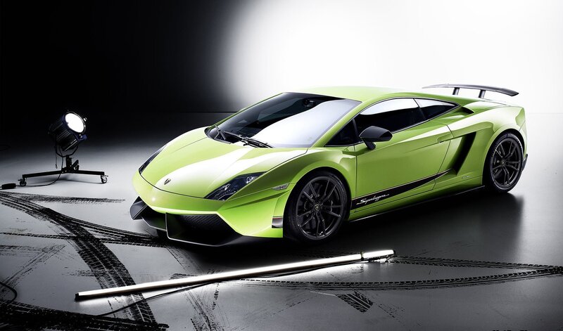 Green Lamborghini sports car