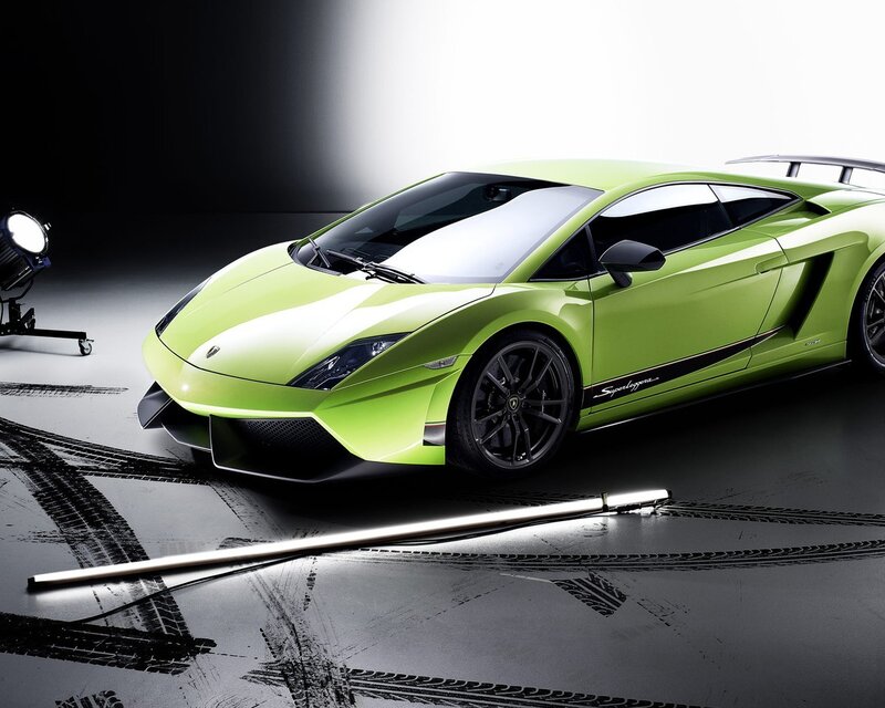 Green Lamborghini sports car