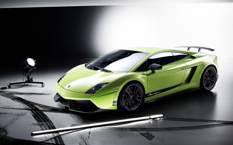 Green Lamborghini sports car
