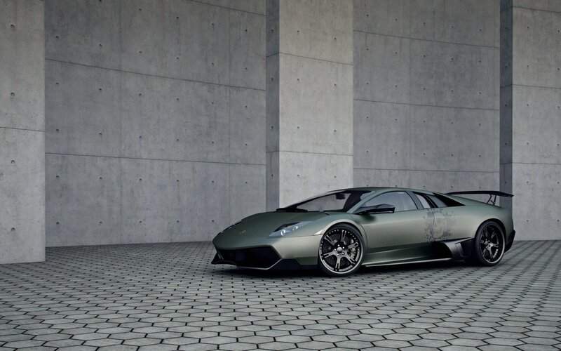 Green Lamborghini sports car