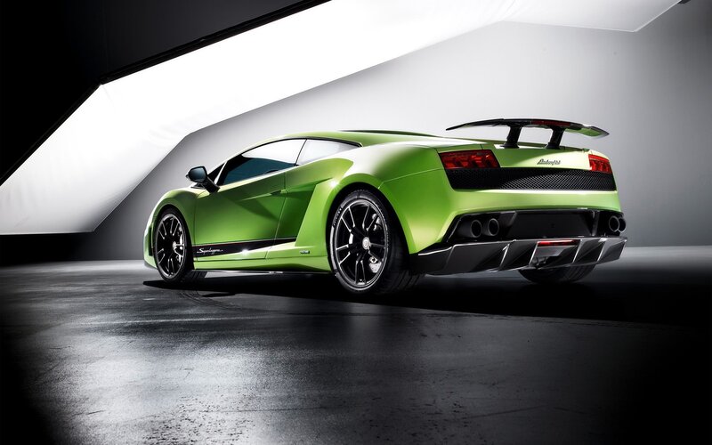 Green Lamborghini sports car