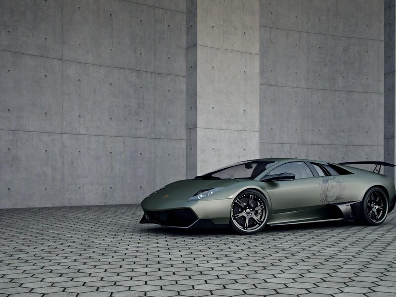 Green Lamborghini sports car