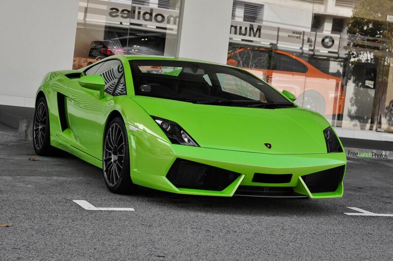 Green Lamborghini sports car