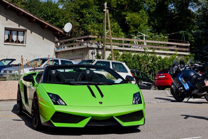 Green Lamborghini sports car