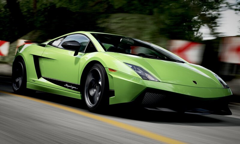 Green Lamborghini sports car