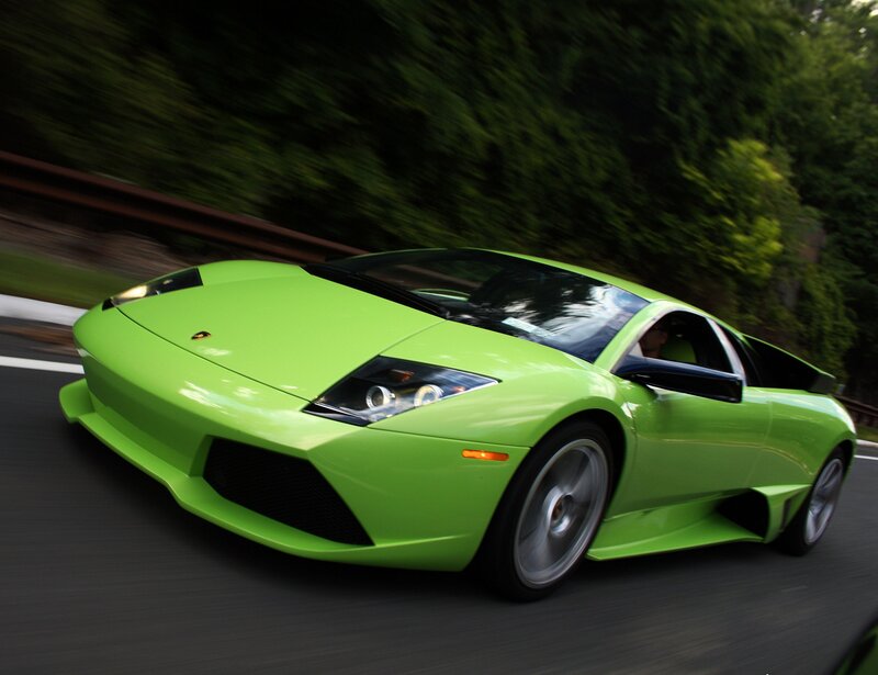 Green Lamborghini sports car