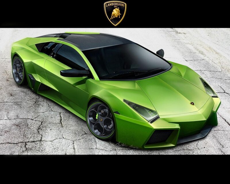 Green Lamborghini sports car