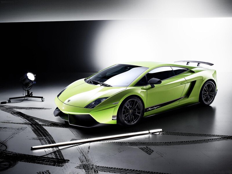 Green Lamborghini sports car