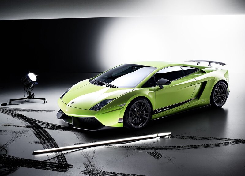 Green Lamborghini sports car