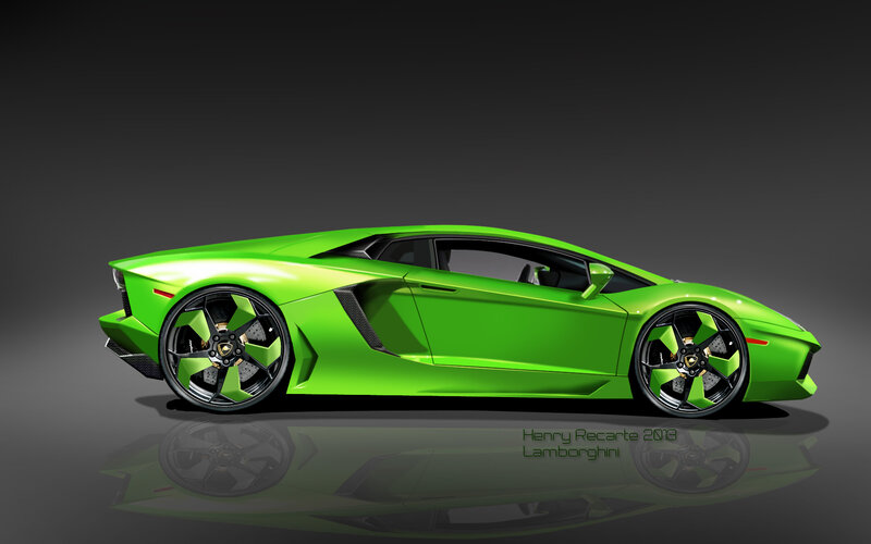 Green Lamborghini Sports Car — Dramatic