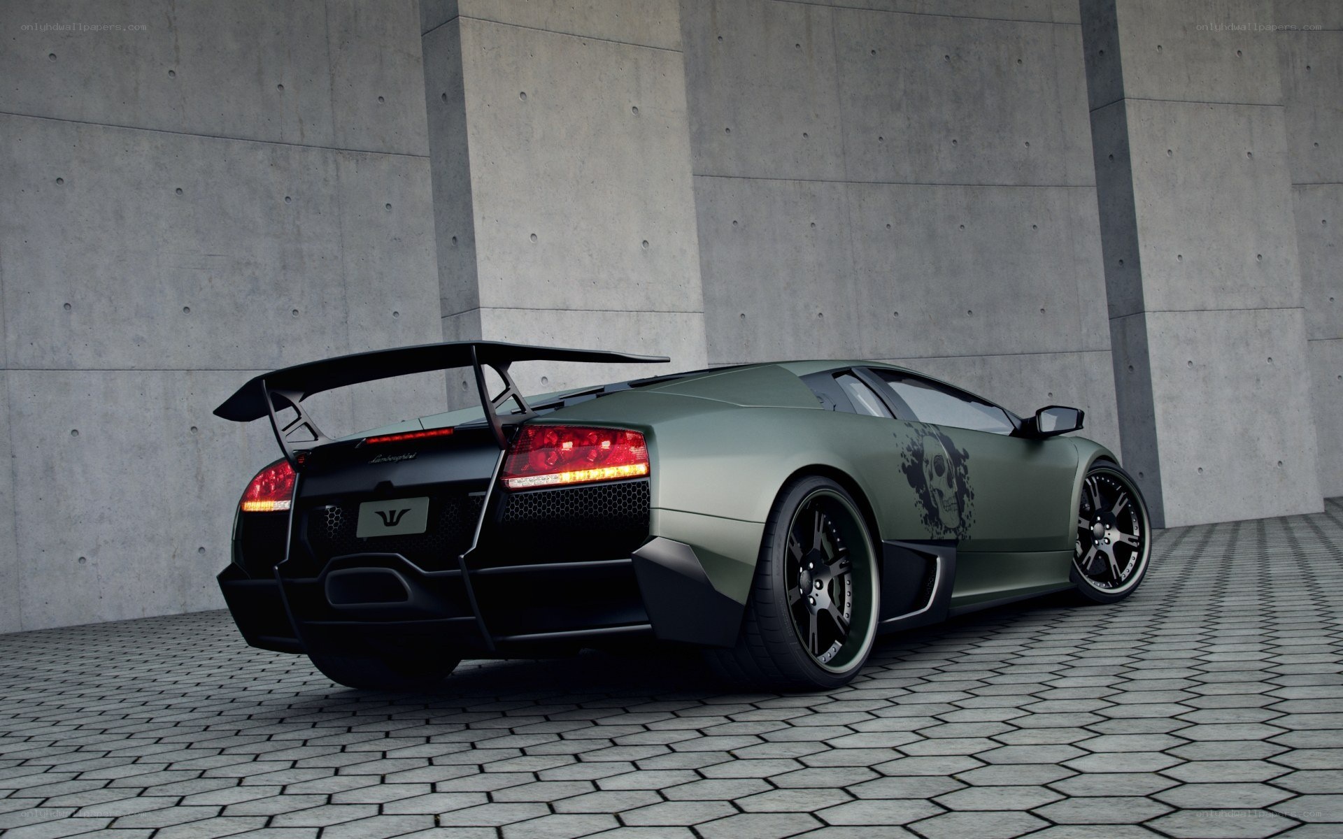 green lamborghini with rear wing