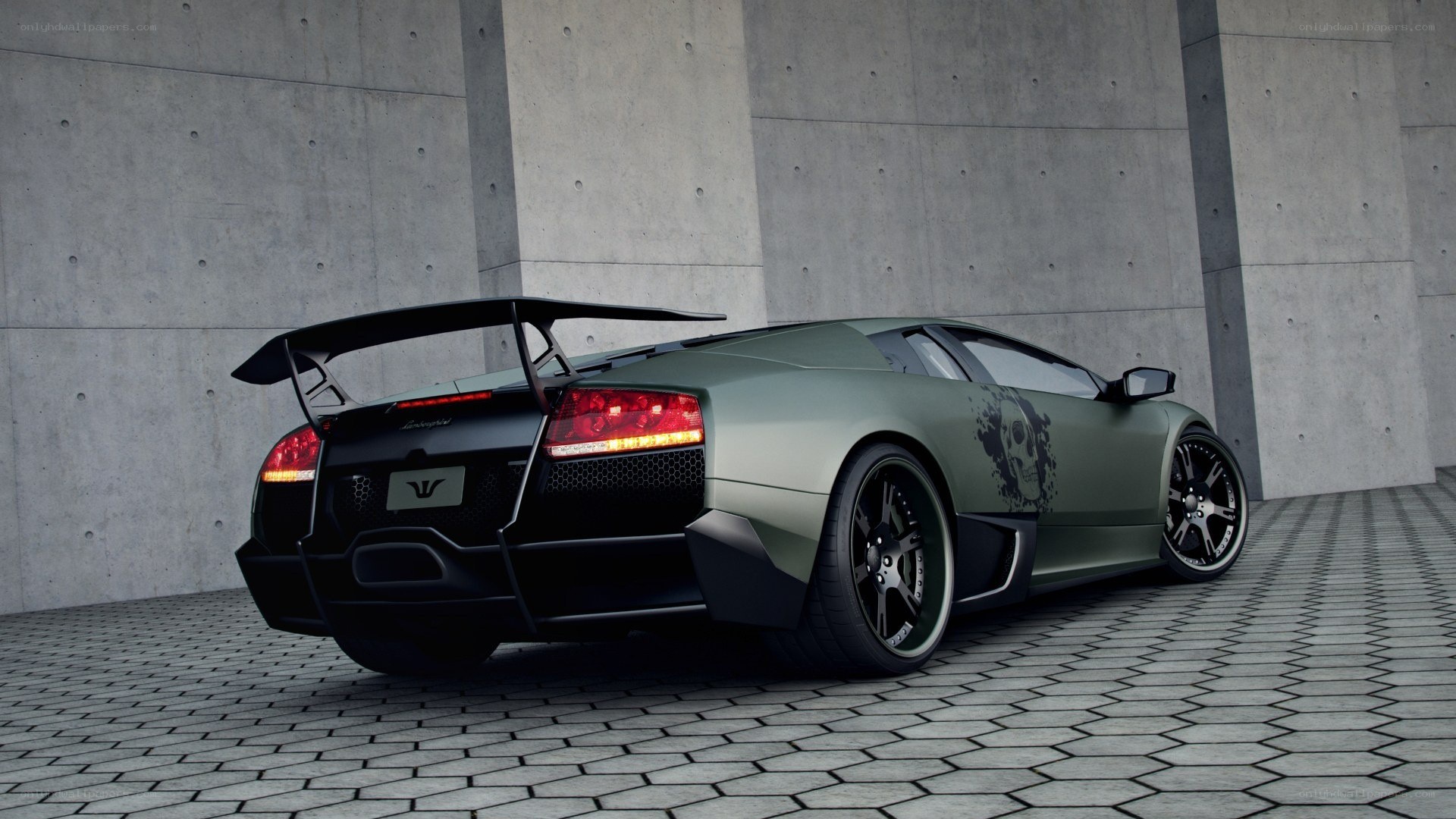 green lamborghini with skull design
