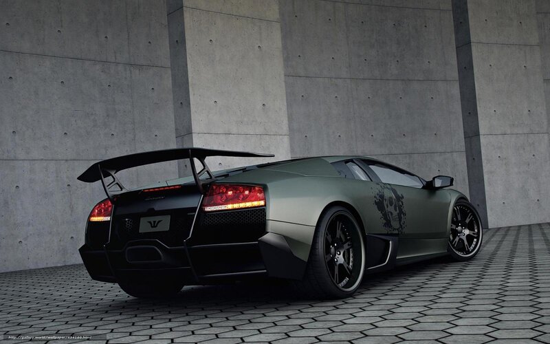 Green Lamborghini with skull design