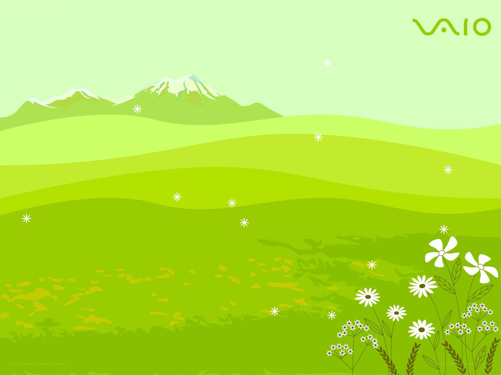 green landscape with flowers