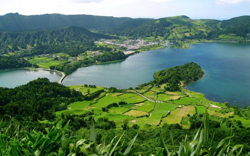 Green Landscape with Lake — Serene