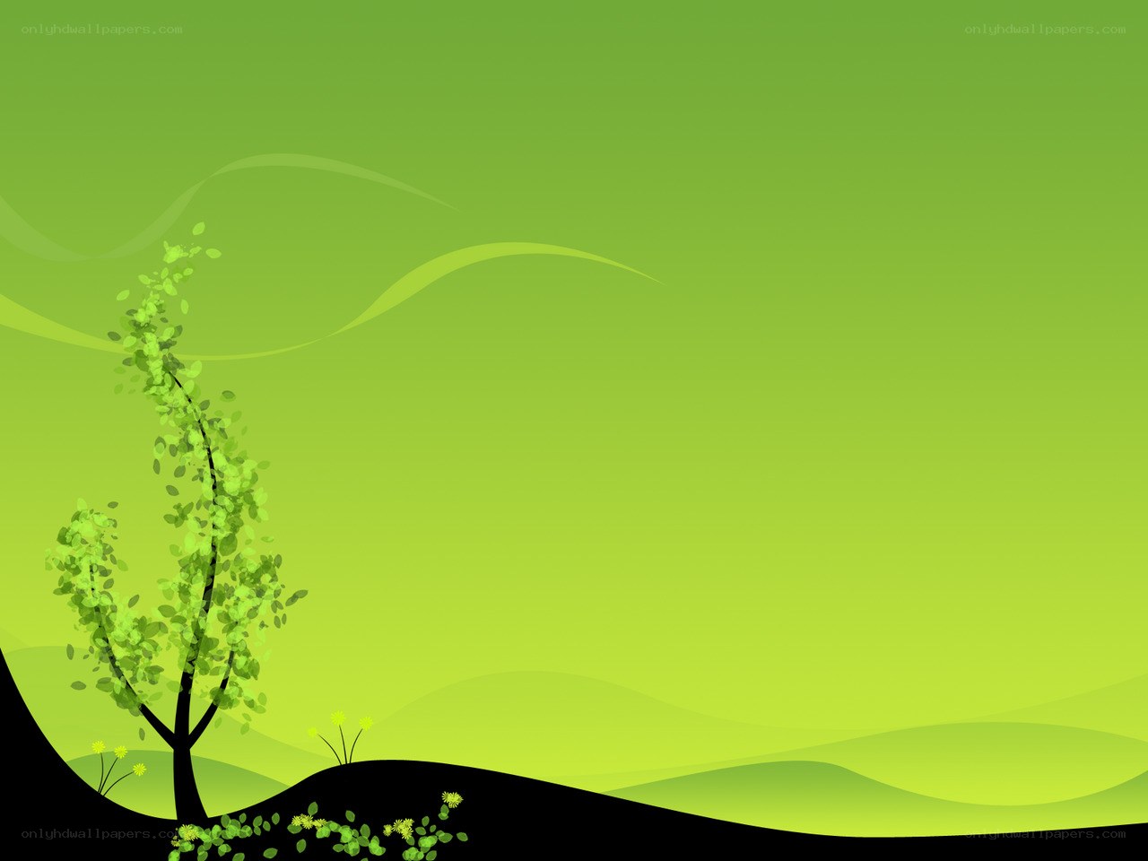 green landscape with tree