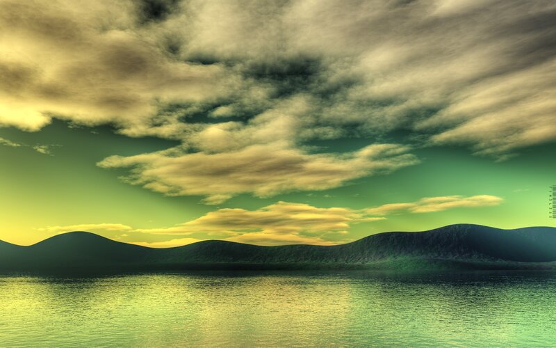 Green Landscape with Water — Dramatic