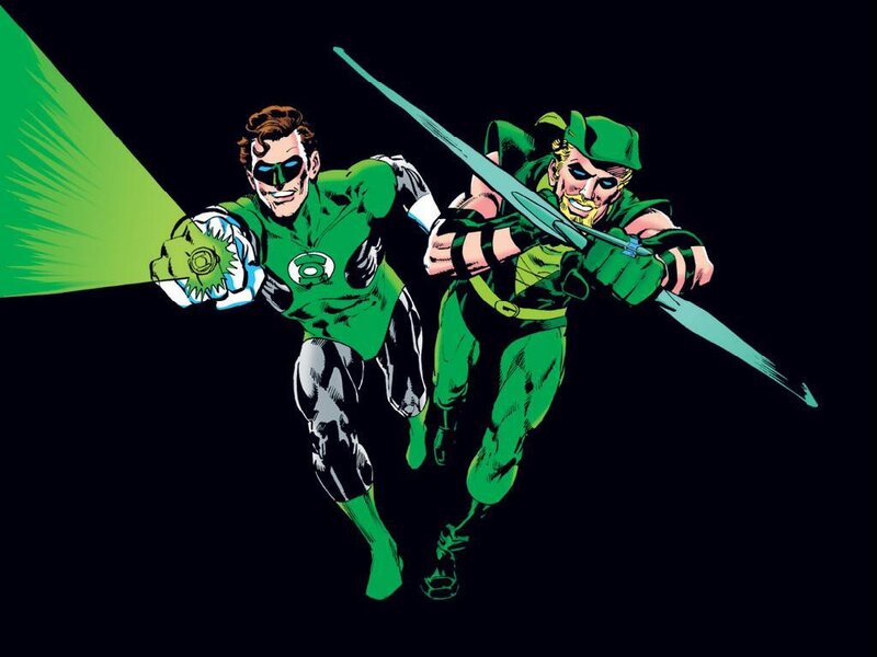 Green Lantern and Green Arrow in action