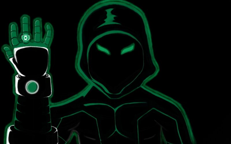 Green Lantern Character — Black, Dramatic, Digital Art