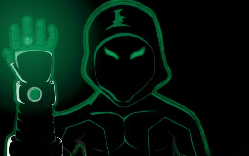 Green-lantern Character — Black, Dramatic, Night
