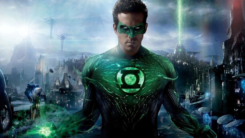 Green Lantern Character — Dramatic, Digital Art, Cityscape, Spaceships
