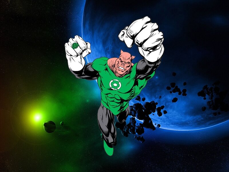 Green Lantern Character — Dramatic, Night, Comic, Planet