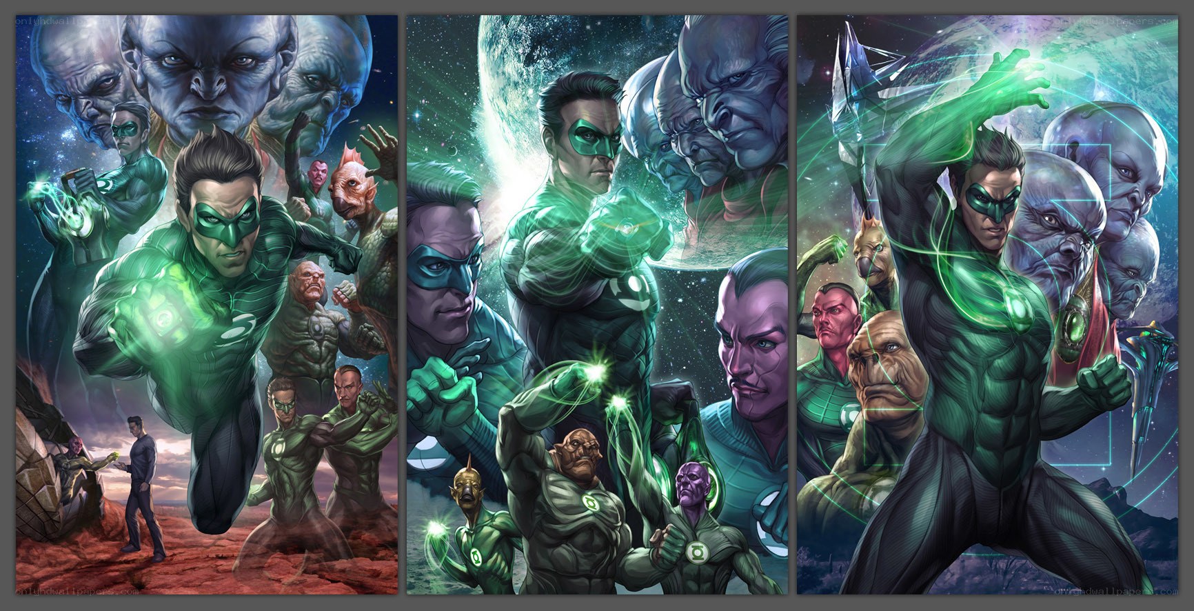Green Lantern comic art collage