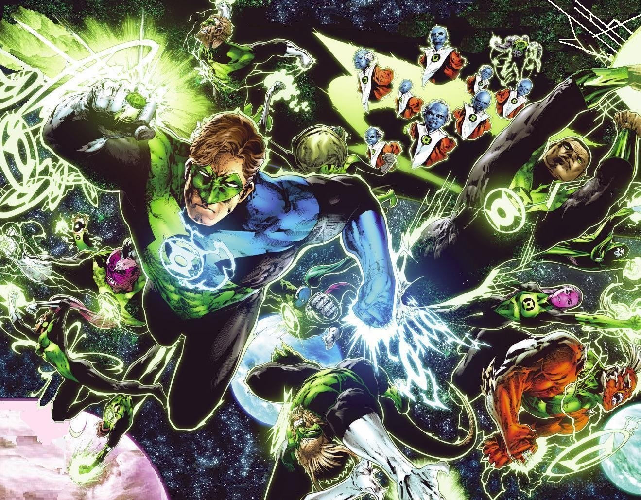 Green Lantern Corps in action