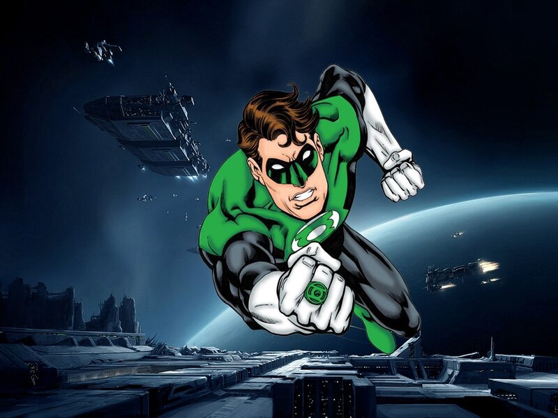 Green Lantern Flying — Dramatic, Night, Comic