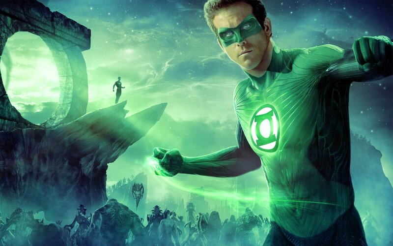 Green Lantern in Action — Dramatic, Night