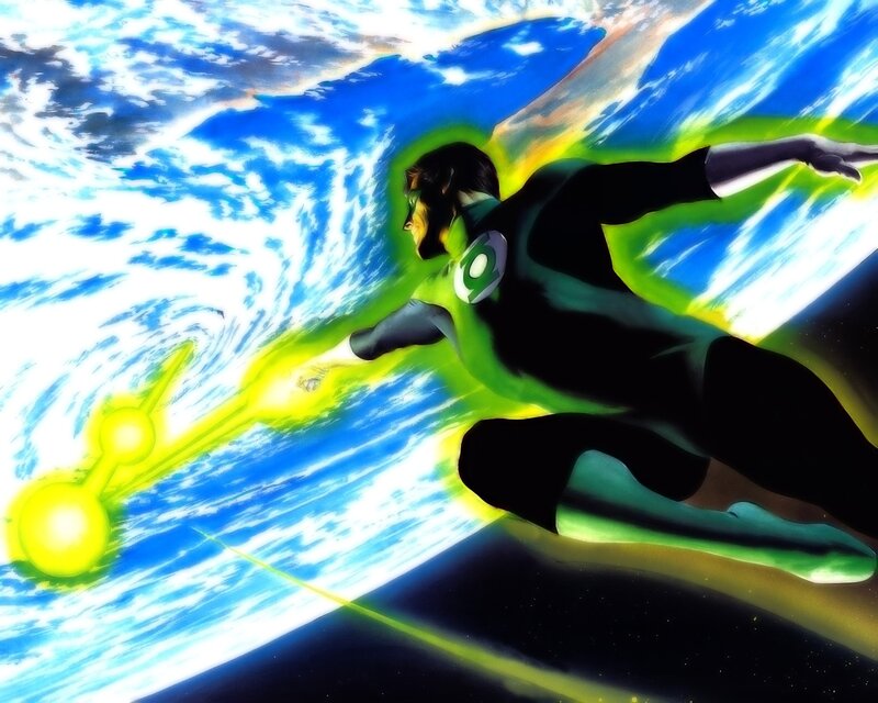 Green Lantern in flight