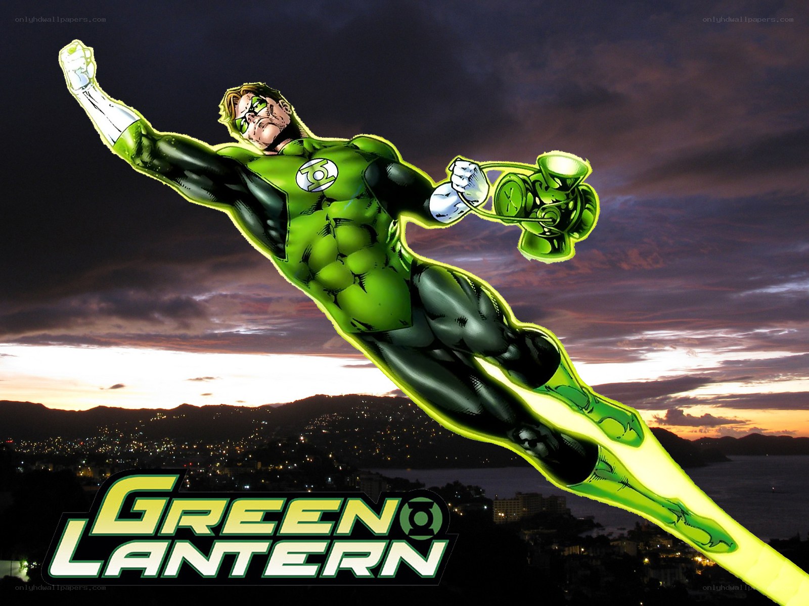 Green Lantern in flight