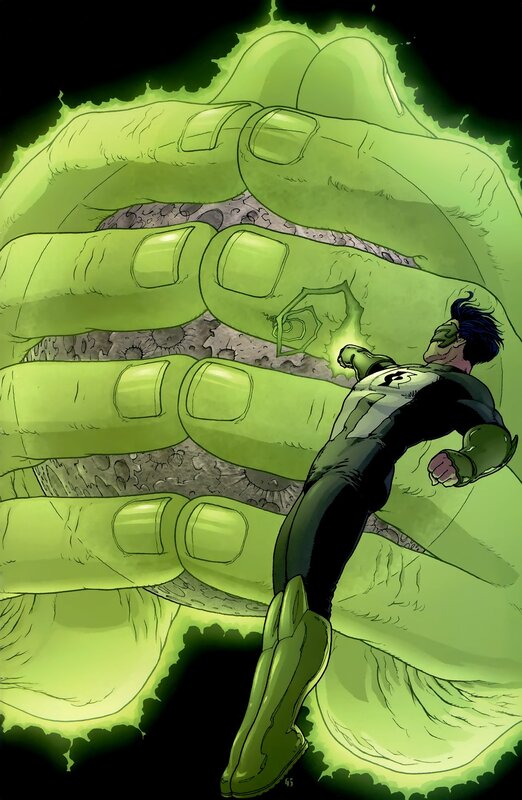 Green Lantern in giant hand