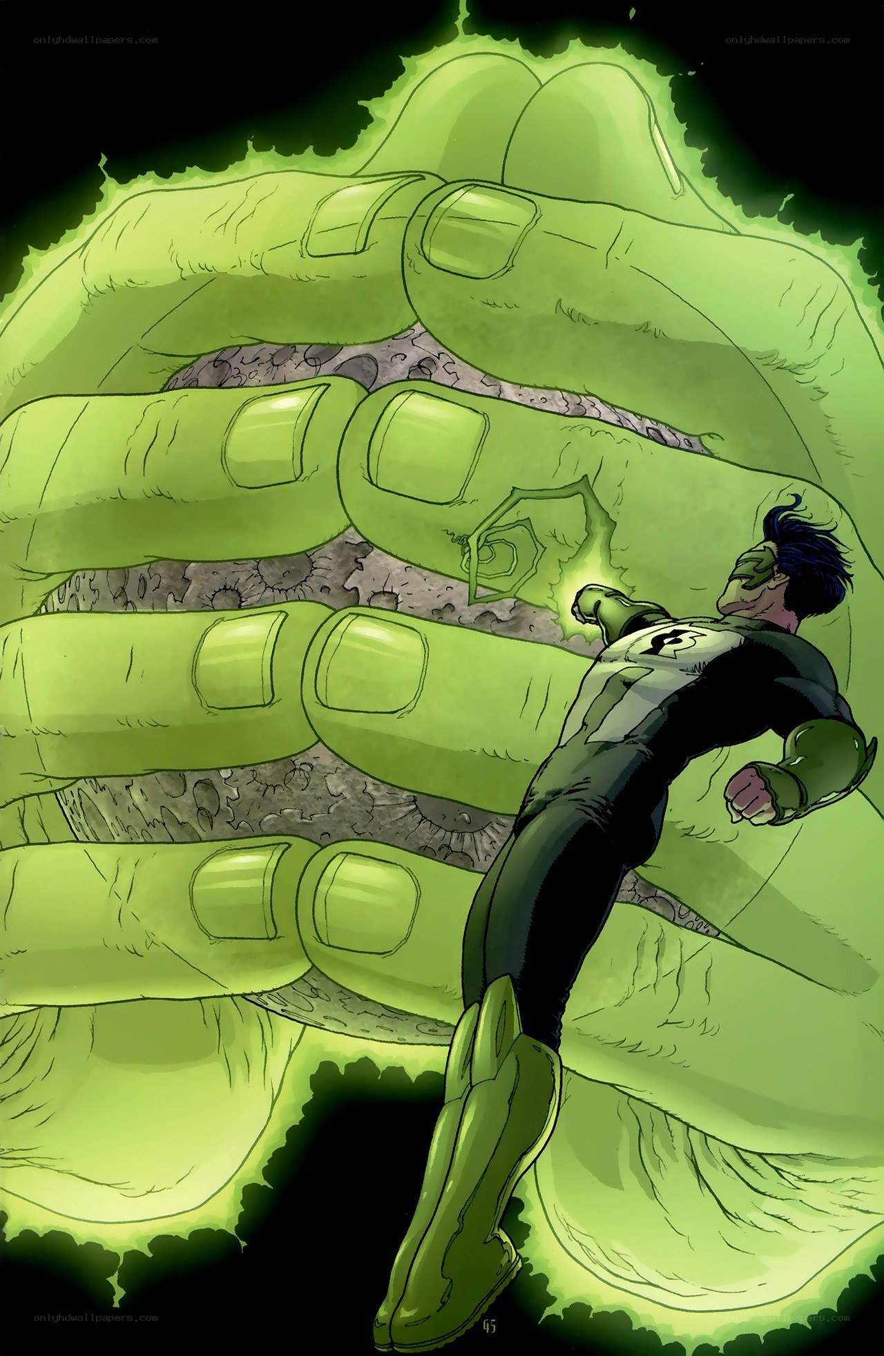 Green Lantern in giant hand